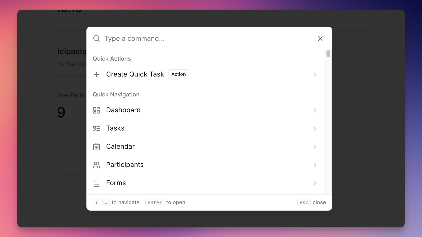 Quick Action Menu