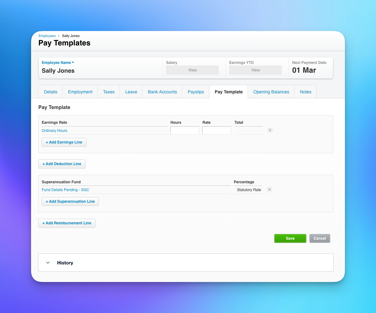 Setting up Employee Pay Templates