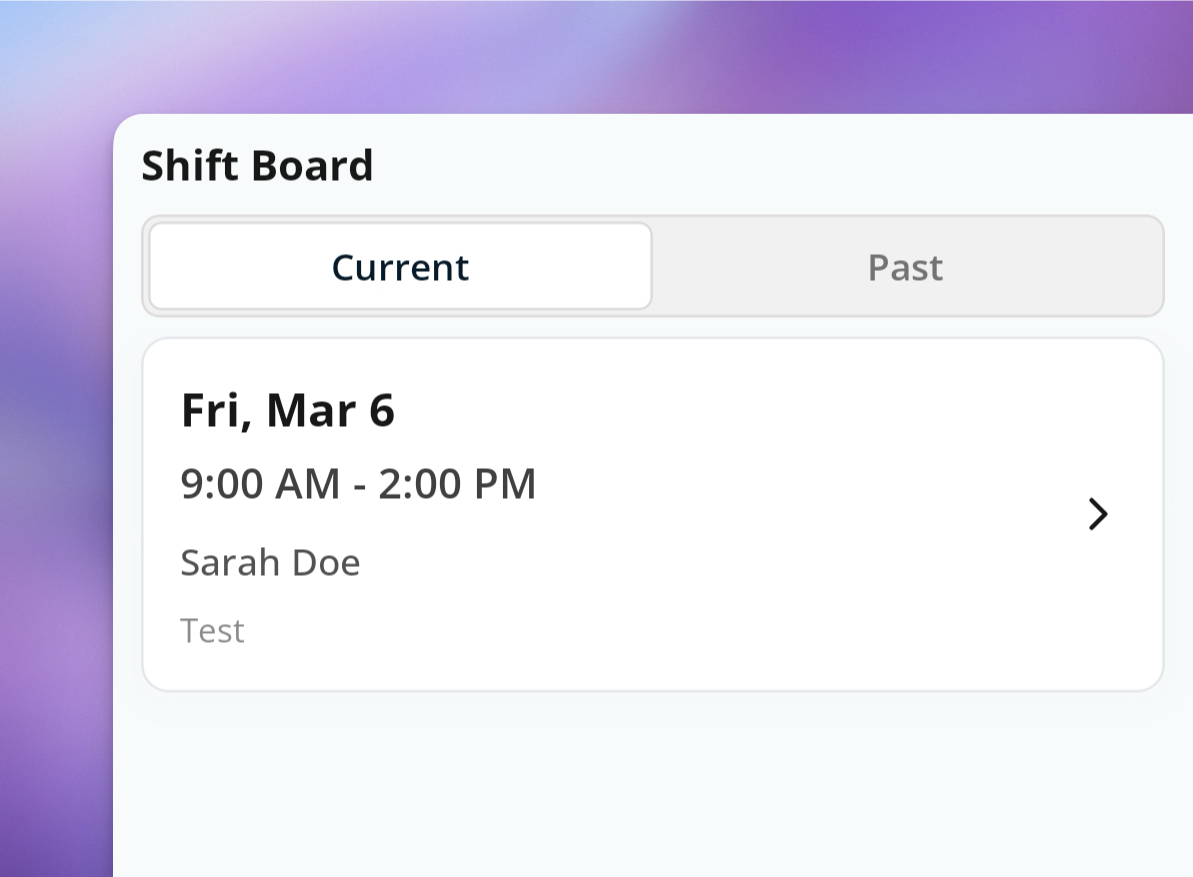 Shift Board - Support Worker